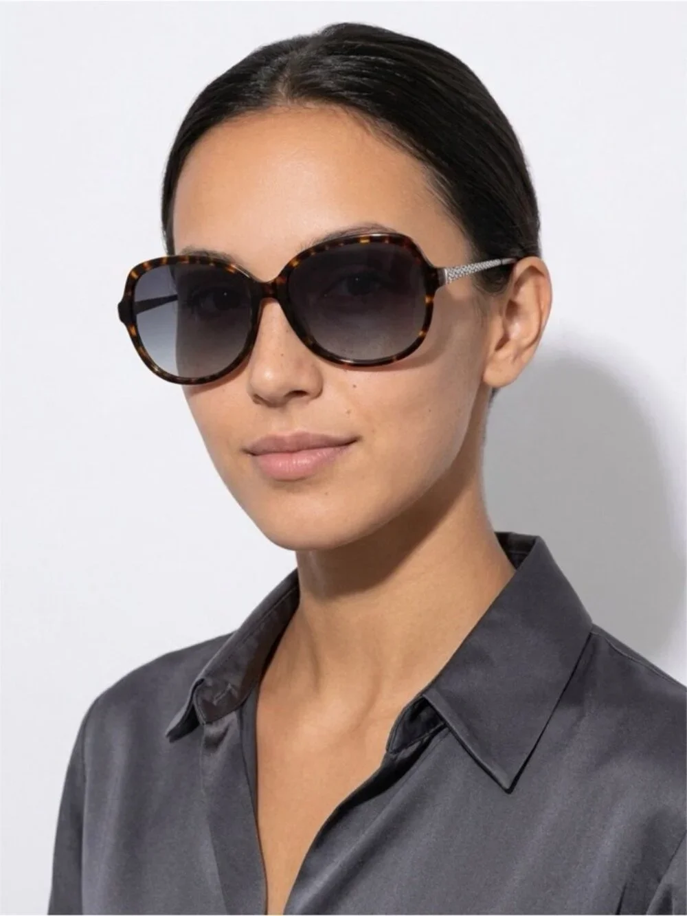 Brighton Talana Sunglasses Tortoise Shell Frame Silver Tone Chain Detail